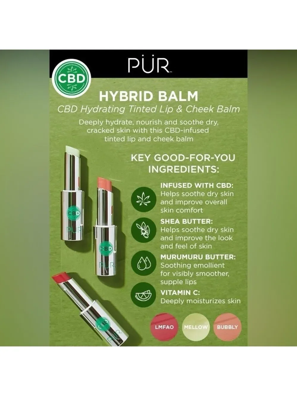 Pur Hydrating Tinted Lip Cheek Balm Bubbly